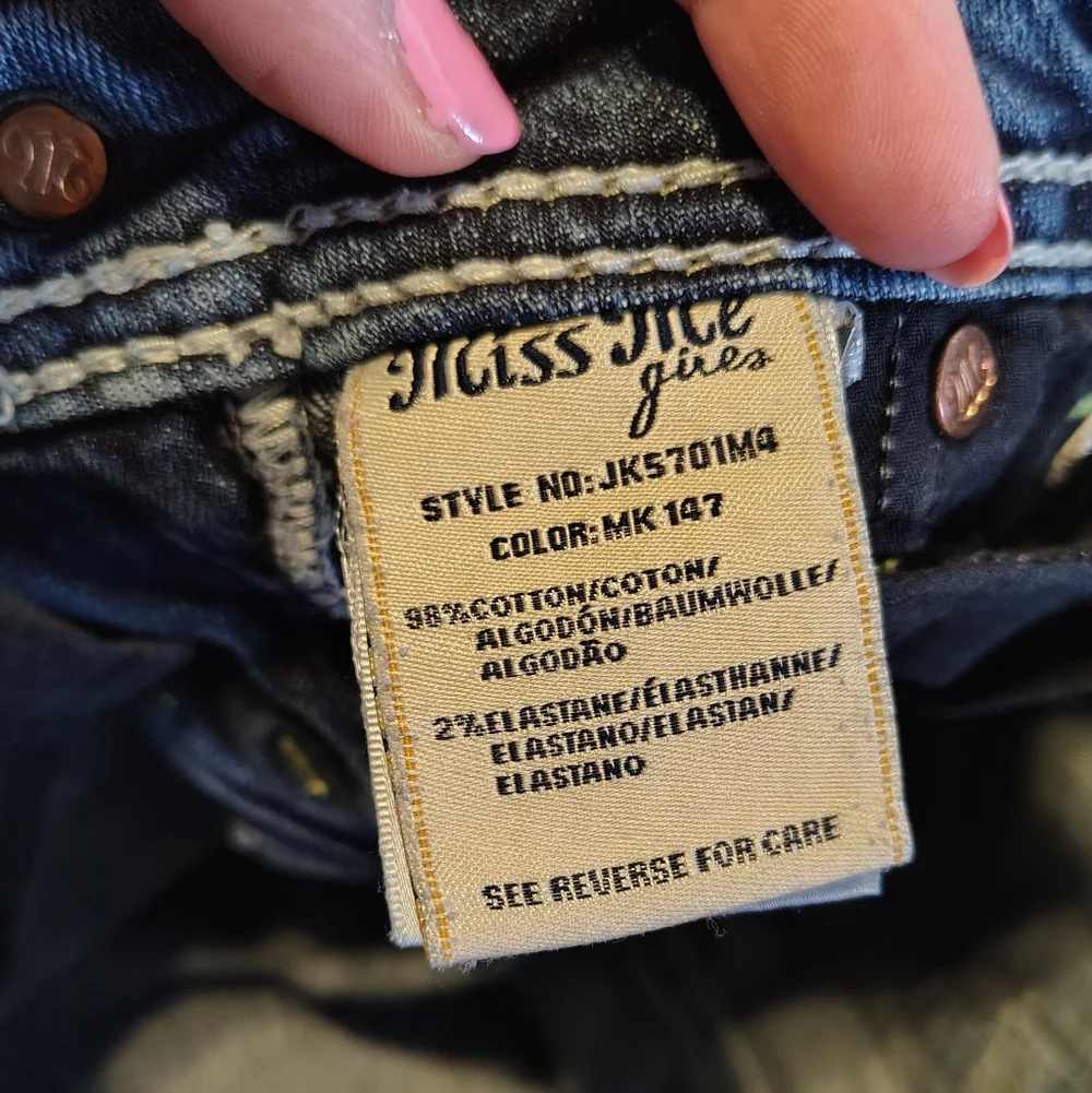 Miss Me Denim Bermuda Shirts With Embroidered Rhinestone Pockets Size 12 Girls